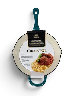 NWT Crock Pot Teal Enameled Cast Iron 10” Skillet